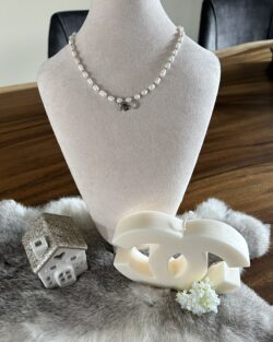Pearl Necklace Moon Heart Clover Silver